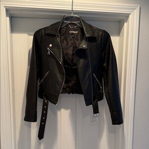 Express Women's Black Leather Moto Jacket